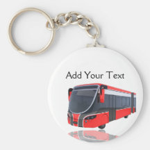 Autobús blanco y negro rojo en blanco llavero personalizado