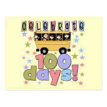 Autobús escolar 100 camisetas y regalos de los día tarjetas postales