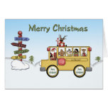 Autobús escolar de las Felices Navidad Felicitación