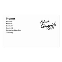 AUTÓGRAFO 2012 DE NEWT GINGRICH PLANTILLA DE TARJETA DE NEGOCIO