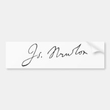 Autógrafo de la firma de sir Isaac Newton Pegatina De Parachoque