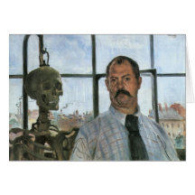 Autorretrato con el esqueleto de Lovis Corinto Tarjetas