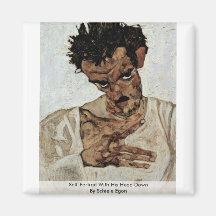 Autorretrato con su cabeza abajo por Schiele Egon Imán Para Frigorifico