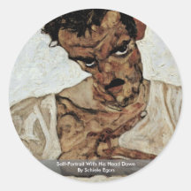 Autorretrato con su cabeza abajo por Schiele Egon Pegatinas Redondas