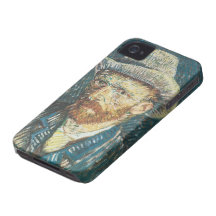Autorretrato de Vincent Van Gogh- con el sombrero  Case-Mate iPhone 4 Protectores