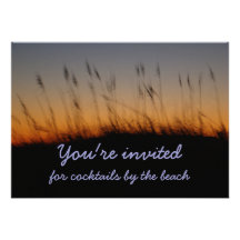 Avena y dunas del mar en la puesta del sol invitacion personalizada