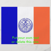 Aviador con la bandera de New York City, los E.E.U Tarjeta Publicitaria