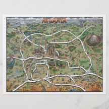 Aviador del mapa del dibujo animado de Atlanta Flyer Personalizado