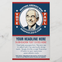 Aviador del personalizable de Ron Paul Flyer Personalizado