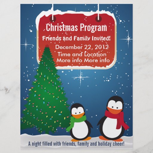 Aviador del programa del navidad de los pingüinos tarjetas informativas