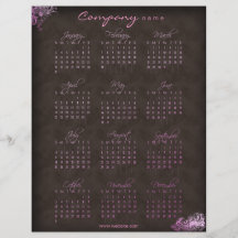 Aviador marrón rosado floral de 2010 calendarios tarjeta publicitaria