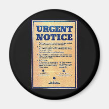 Aviso urgente imán de frigorifico