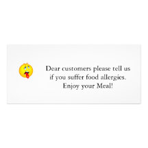 Aviso v2.0 de la alergia del restaurante tarjeta publicitaria