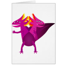 Axolotl Monster Pink Grußkarten