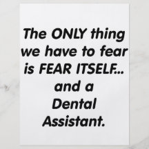 Ayudante de dentista del miedo tarjeta publicitaria