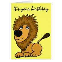 AZ- tarjeta de cumpleaños divertida del león
