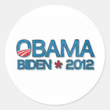 Azul 2012 de Obama Biden Dropshadow Etiquetas Redondas
