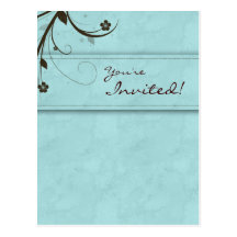 Azul acuoso 2 de la invitación floral de la postal