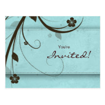 Azul acuoso de la invitación floral de la postal d