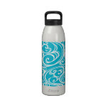 Azul/aguamarina hermosos del estampado de flores d botella de agua