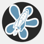 Azul blanco retro de Splat Rocket Pegatinas