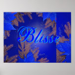 Azul Blisse del Poinsettia del navidad Poster