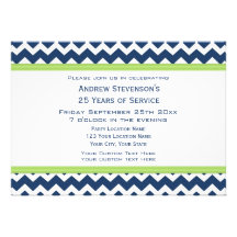 Azul Chevron de la invitación de la fiesta de aniv