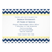 Azul Chevron de la invitación de la fiesta de aniv