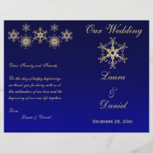 Azul, copos de nieve del brillo del oro que casan  tarjetón