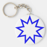Azul de la estrella de Bahai Llaveros Personalizados
