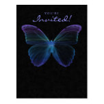 Azul de la invitación de la postal de la mariposa 