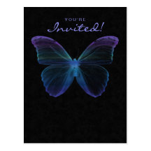 Azul de la invitación de la postal de la mariposa 