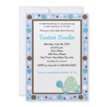 Azul de la tortuga 5x7 del punto/fiesta de bienven invitaciones