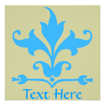 Azul de lujo de la flor de lis invitación personalizada
