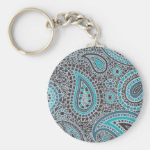 Azul de océano Paisley Llavero