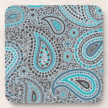 Azul de océano Paisley Posavasos