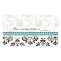Azul de Tiffany y lugar de la tabla del boda del d Plantillas De Tarjetas Personales