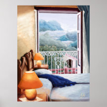 Azul del cojín del EL/la almohada azul. Poster
