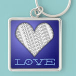 Azul del corazón del amor del llavero su foto aquí llaveros