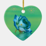 Azul del día de fiesta subió ornamento para arbol de navidad