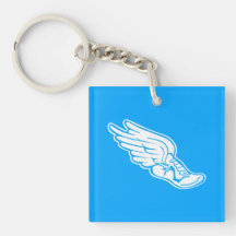 Azul del llavero w/name del logotipo de la pista