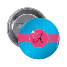 Azul del monograma con el círculo rosado de la flo