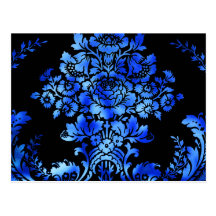 Azul del negro del regalo del estampado de flores  tarjeta postal