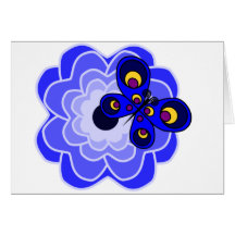 Azul del Peony con la mariposa Felicitación