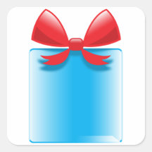 Azul del presente de cumpleaños pegatinas cuadradas