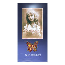 AZUL del TOPAZ de la MARIPOSA, rojo Tarjetas Fotográficas Personalizadas