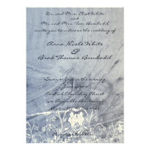 Azul e invitación elegante arrugada crema del boda