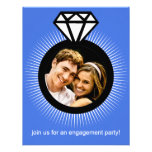 Azul el fiesta de compromiso de la foto del anillo invitacion personalizada