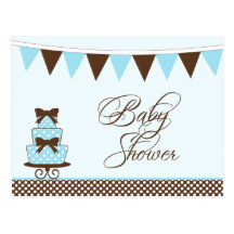 Azul elegante + invitación marrón de la fiesta de  postal