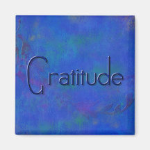 Azul en el imán azul de la gratitud del bloque